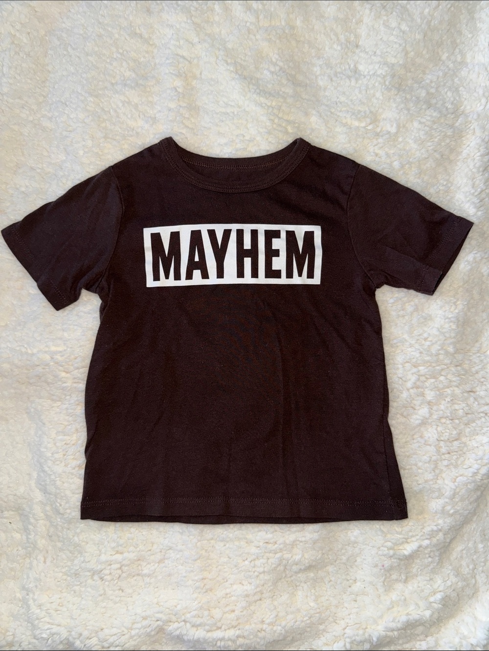 The Children's Place Brown Tee with White MAYHEM Graphic